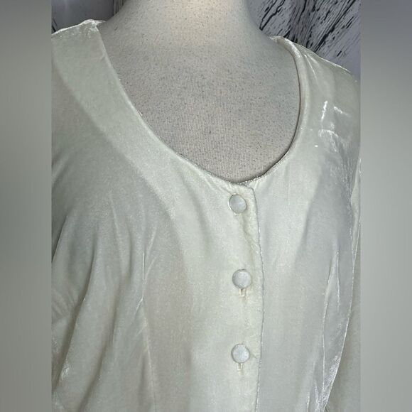Vintage Ivory Velvet Lace Trimmed Crop Top S - Picture 3 of 5